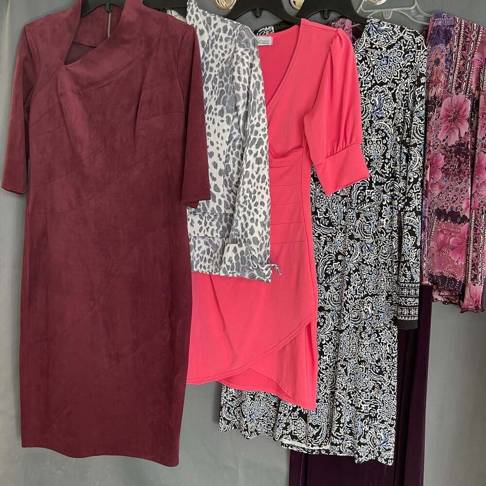 Size 4-6 J Jill V Neck Austin Reed Blazer G.I.L.I Midi Dress Burgundy Faux Suede
